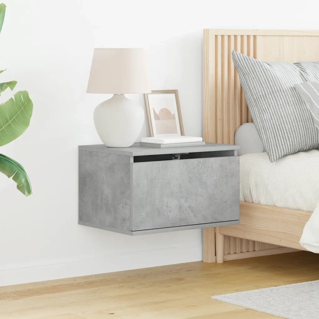 Comodini a Parete con Luci LED 2 pz Grigio Cemento 836833