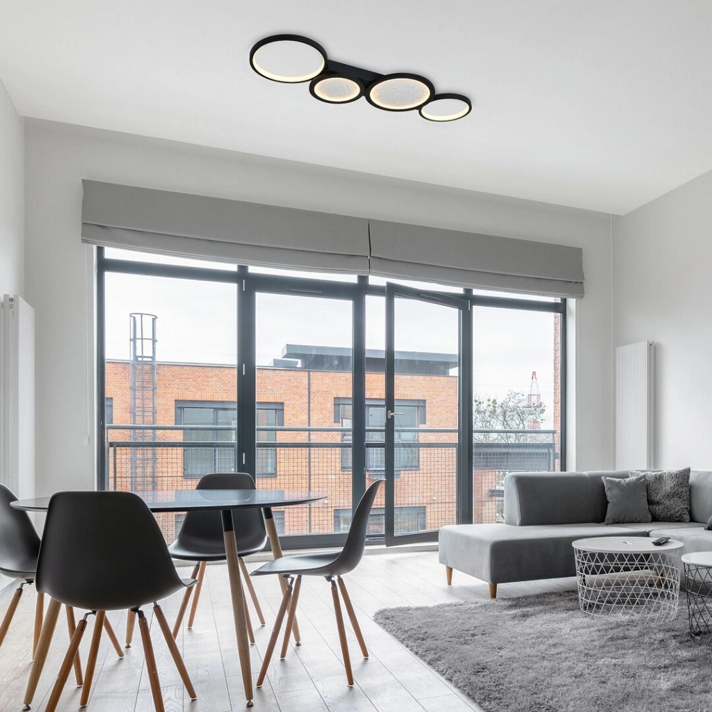 Plafoniera LED nera dimmerabile con telecomando Aranis Rabalux
