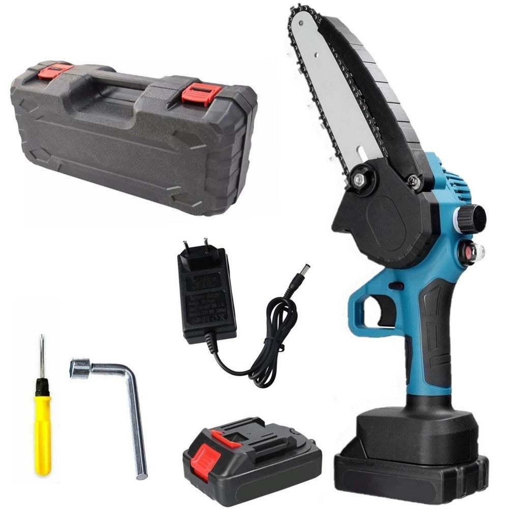 Trade Shop - Mini Elettrosega Doppia Batteria 26v 2,5ah Motosega Elettrica Lama 6" -