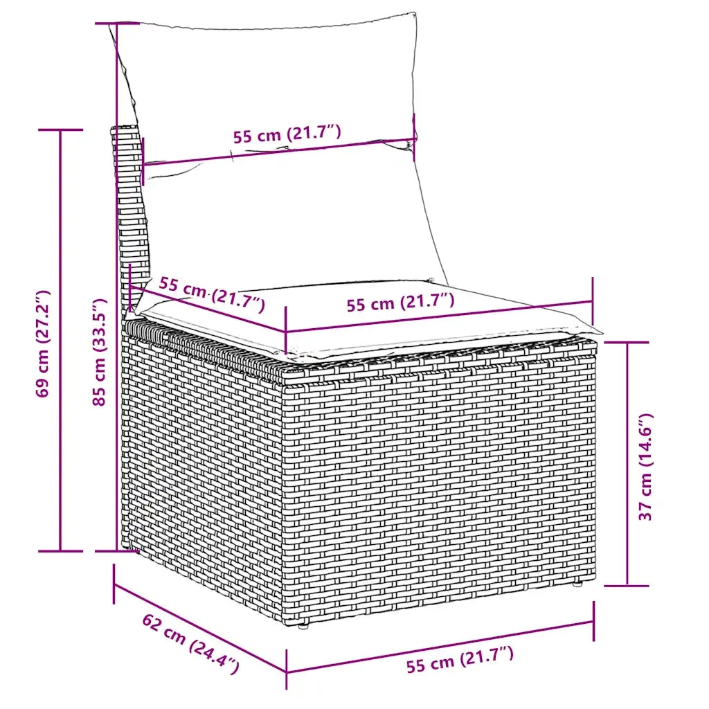 Set Divani Giardino 13 pz con Cuscini Grigio Chiaro Polyrattan