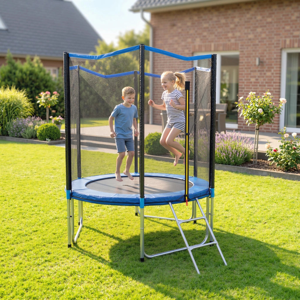 Tappeto Elastico da Giardino ?183cm ¨C Xylo ¨C 6 Pali 36 Molle Carico 80kg Blu