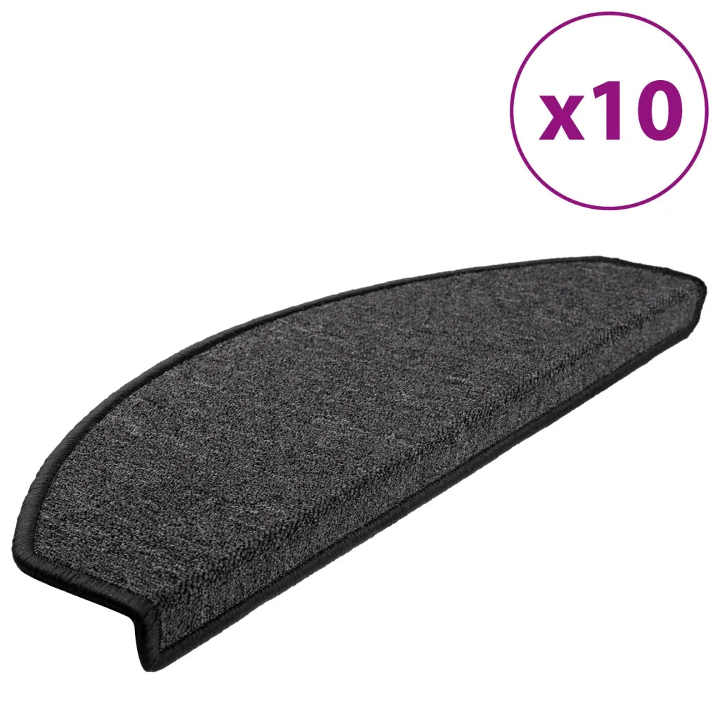 Tappetini per scale 10 pz 65x24x4 cm Antracite Semicircolari Grandi 149751