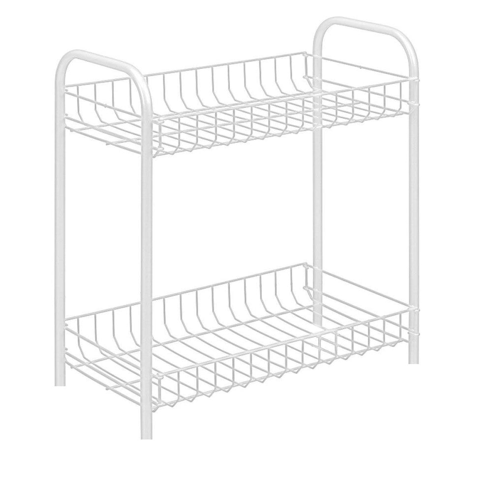 Trade Shop - Carrello Portaoggetti Porta Oggetti 2 Ripiani Bianco Per Cucina Bagno 36x20x30cm -