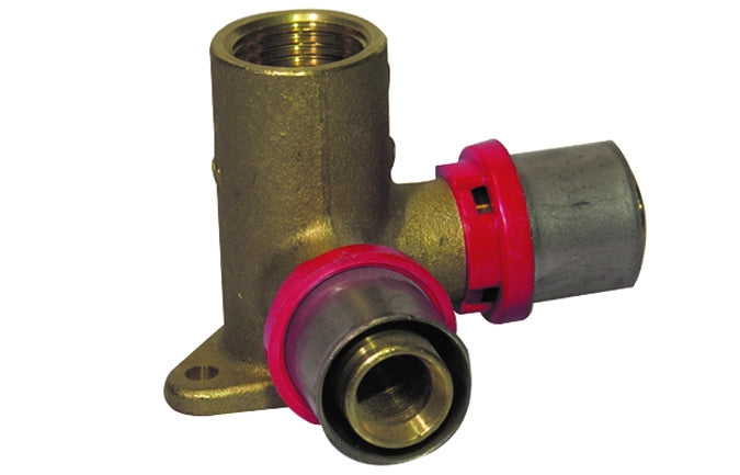 RACCORDO PRESS CURVO FEMMINA CON FLANGIA DOPPIA COLLO BASSO- 1/2 x 14- TIEMM- pezzi 1