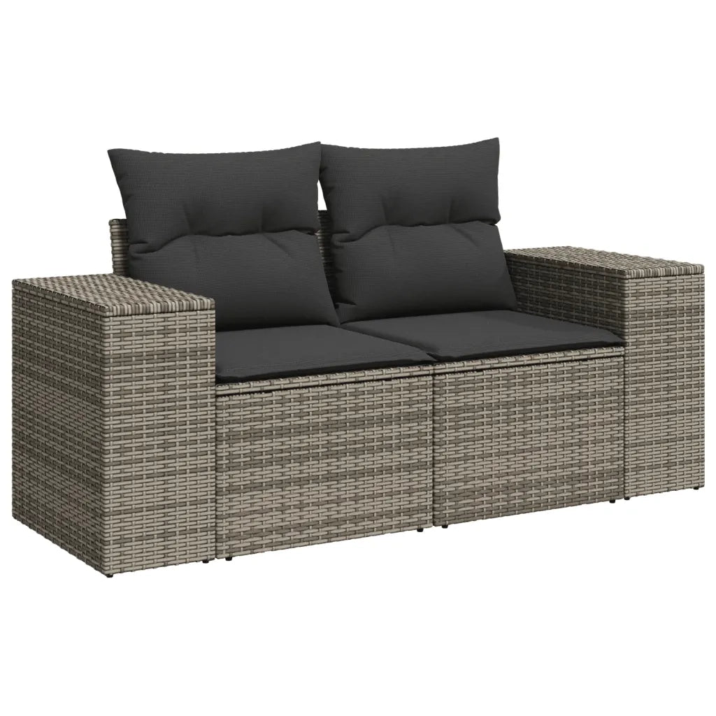 Set Divani da Giardino 7 pz con Cuscini Grigio in Polyrattan 3222899