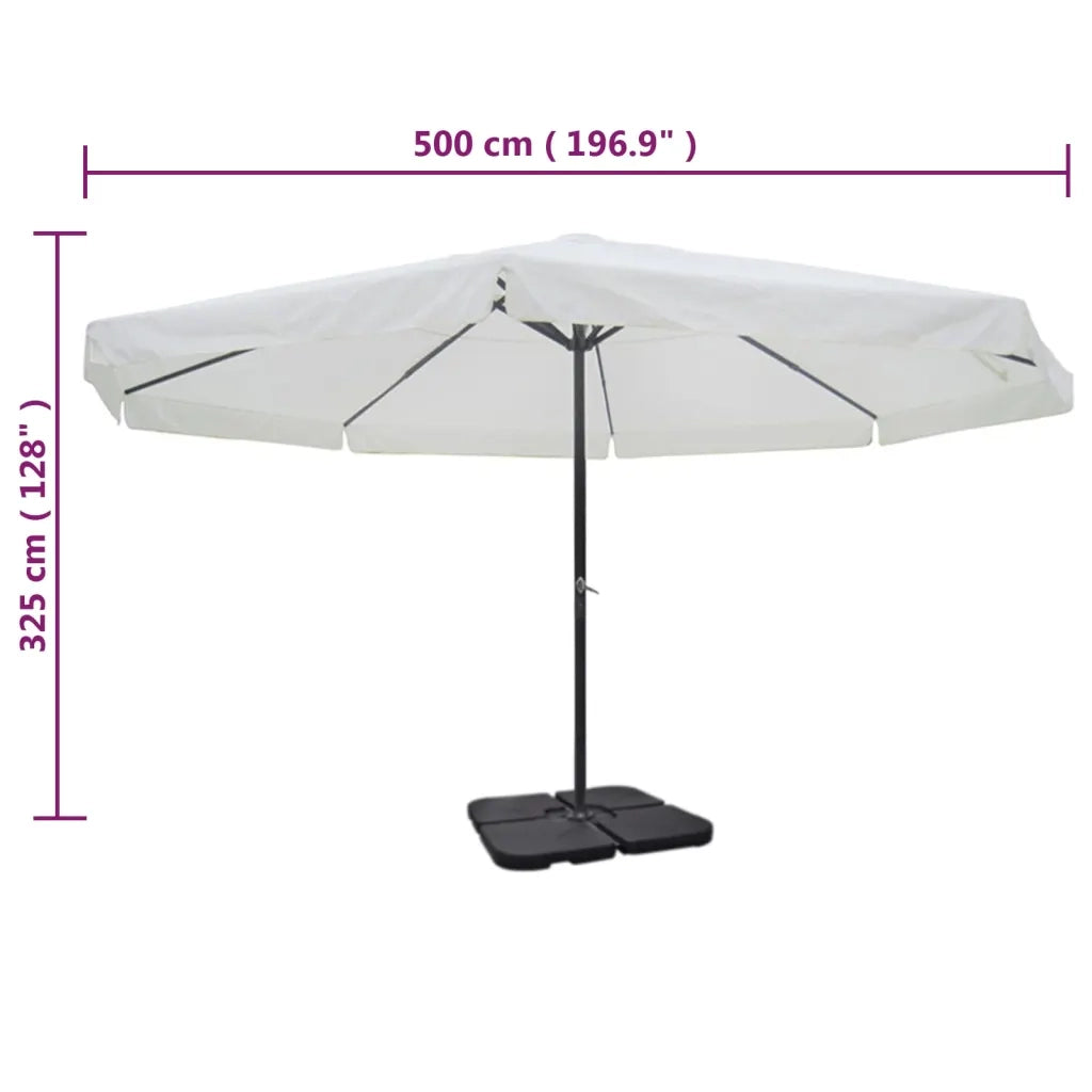 Ombrellone da Giardino in Alluminio con Base Portatile Bianco 271716