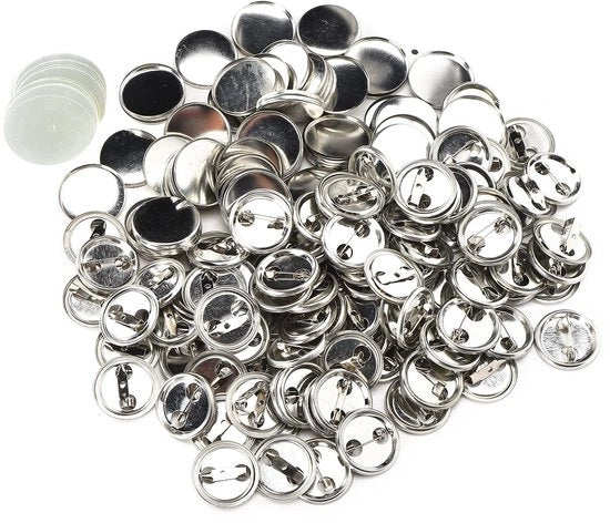 Componenti per Badge 32 mm - Piastrina - Boccoletto - 100 Pezzi - Regali per Fai da Te - Leggero e Sostenibile