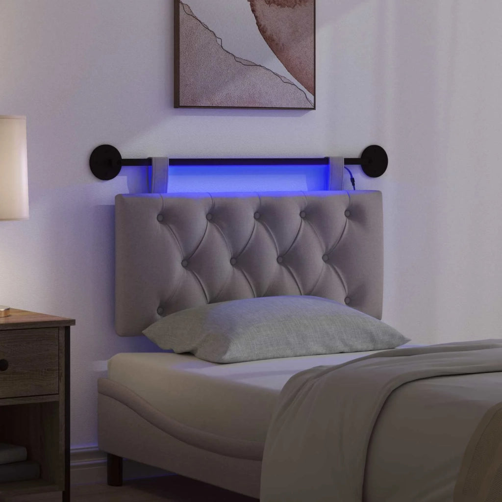 Testiera | Testata sospesa Con luce LED Tortora Tessuto