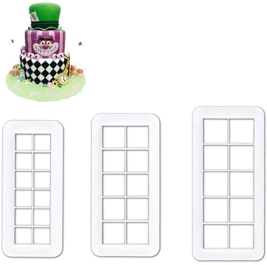 Set di forme a biscotto - 3 misure - Forme quadrata con spigolo - Materiale in plastica con trattamento antiscivolo - Resistenti al lavastoviglie - Progetti di cottura creativi - Forme per biscotto con spigolo