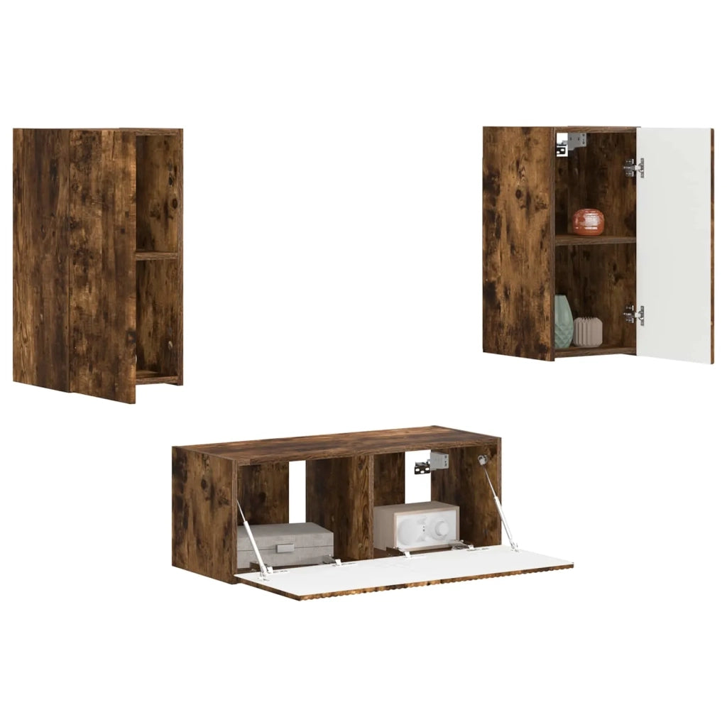 Set mobile TV 2 pcs Rovere fumé Legno multistrato