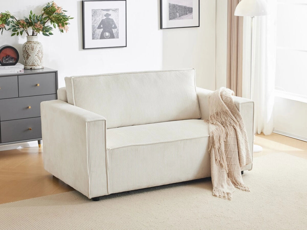 Divano letto posti in velluto a coste "Grenelle" - 2 posti - Beige
