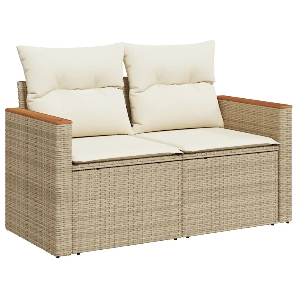 Set Divano da Giardino 5 pz con Cuscini Beige Polyrattan Acacia 3327432