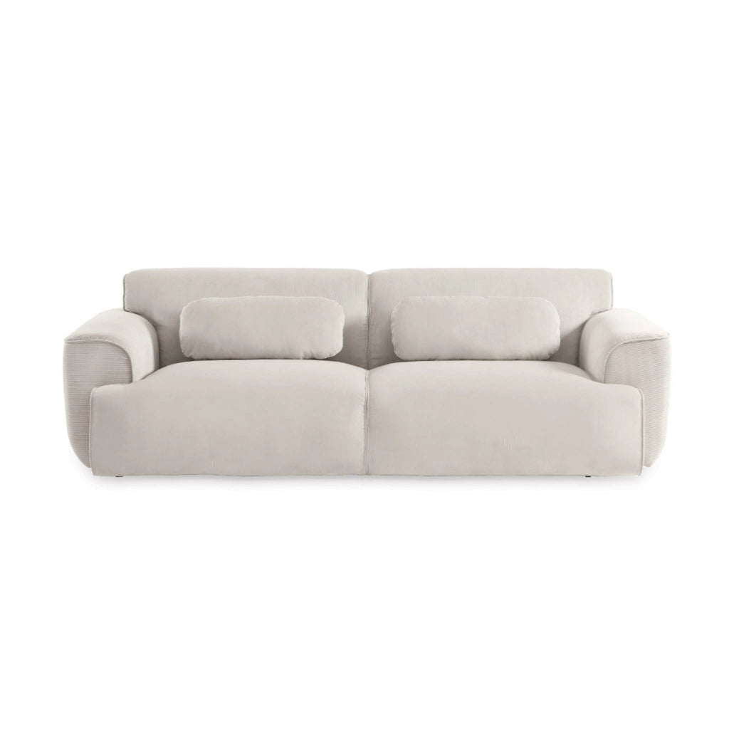 Divano in velluto a coste fini, 3 posti, beige grigio