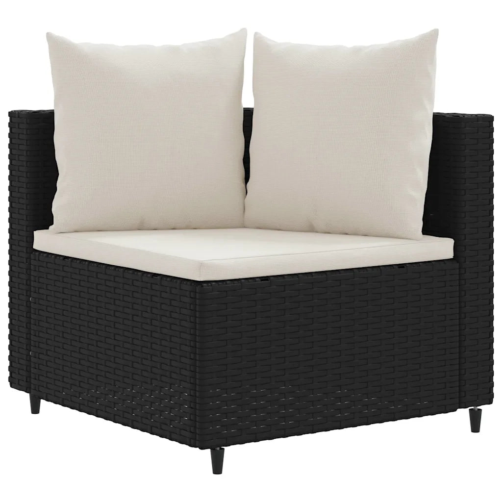Set Divani da Giardino 4 pz con Cuscini Nero in Polyrattan 3308360