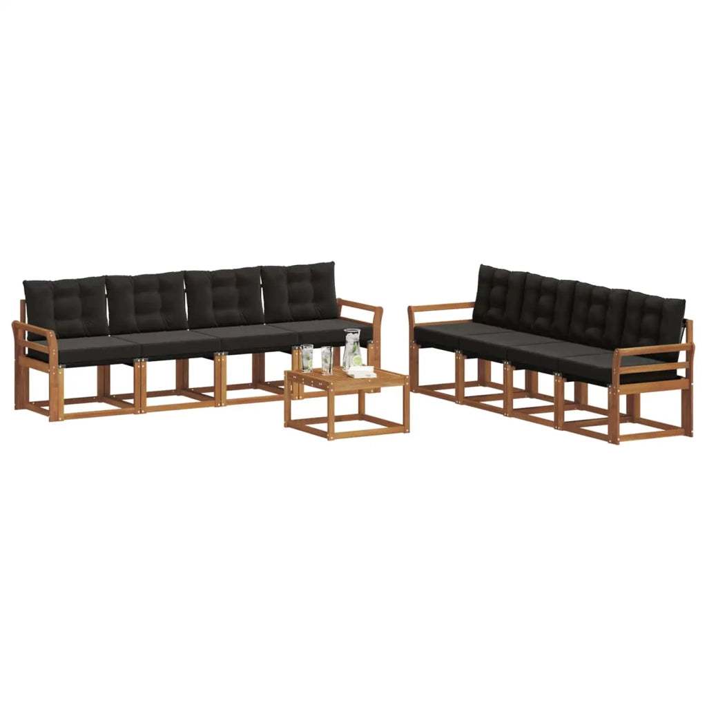 Set di divani da esterno con cuscino 9 pcs Naturale e Nero 3368523