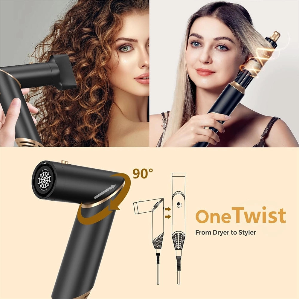 Trade Shop - Air Styler 5in1 Spazzola Capelli Ad Aria Calda Asciugacapelli Liscio Onde Ricci Multifunzione -