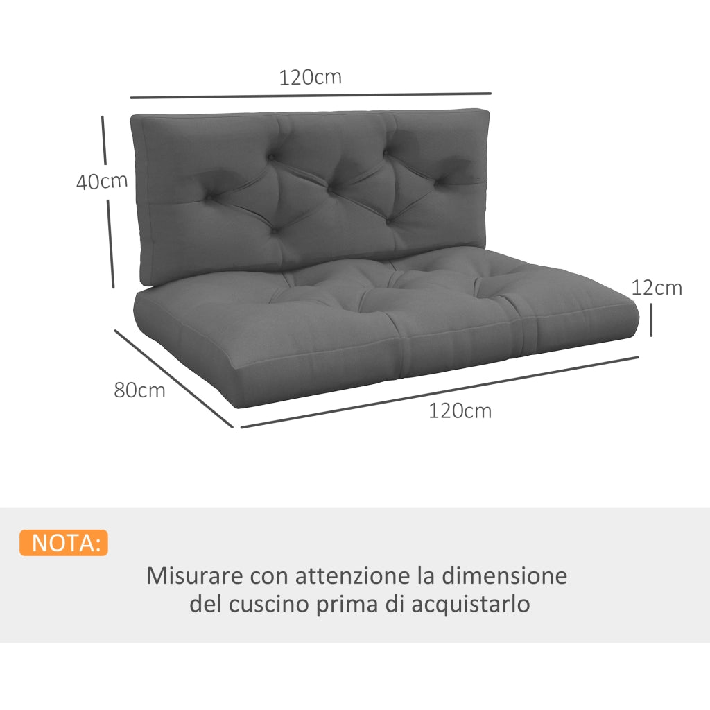 Set 2 Cuscini da Giardino ¨C Minimal ¨C Grigio Poliestere