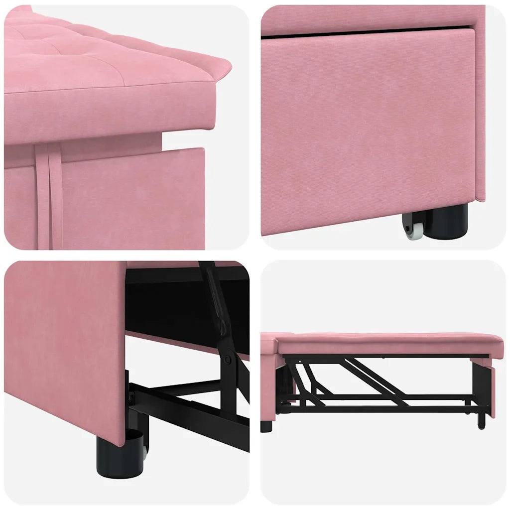 Divano letto | Sof¨¤ letto | Letto singolo Rosa 194 x 67 x 82 cm Velluto
