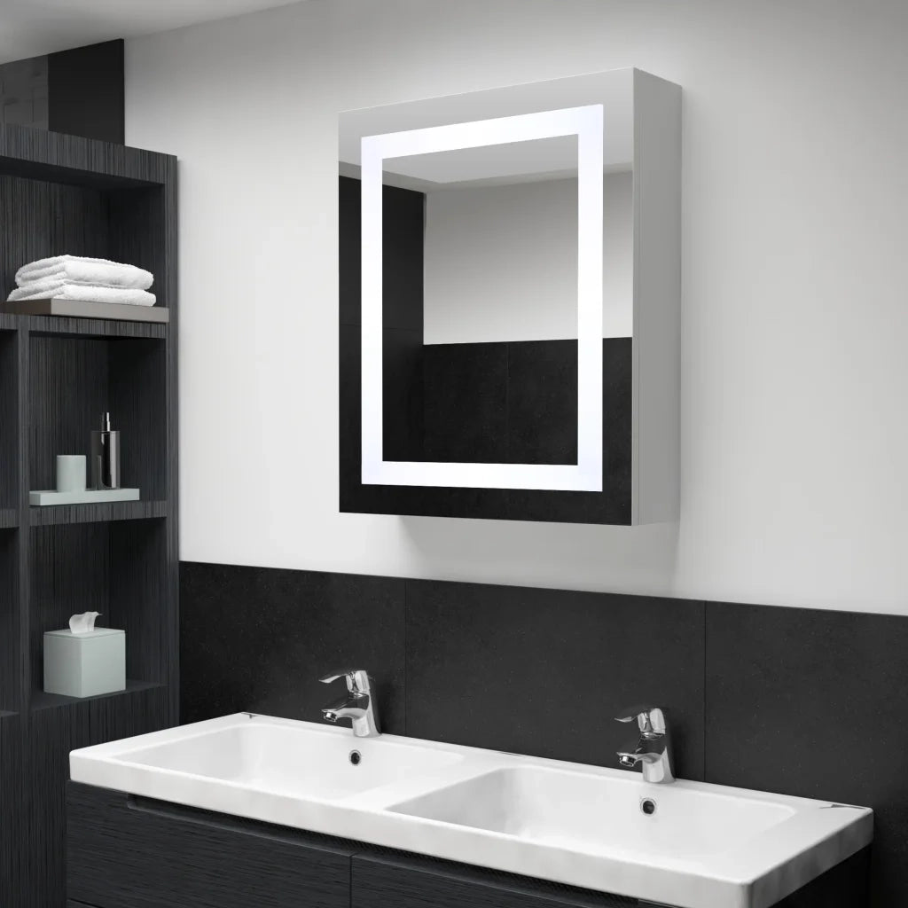 Armadietto Bagno | Armadio da bagno con Specchio e LED 50x13x70 cm