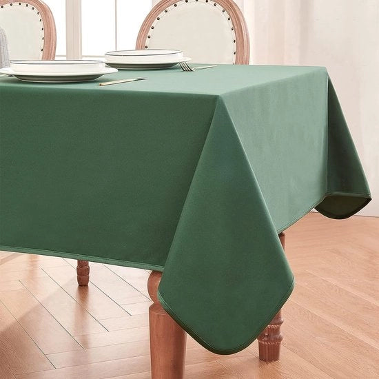 Tavolino coprente, asciugabile, tavolino coprente a 2 in 1 con microfleece e seta, utilizzabile su entrambi i lati, per matrimoni, cene di Natale, feste (verde scuro, 140 x 180 cm)