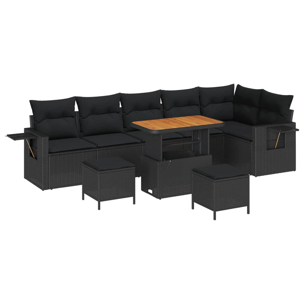 Set Divano da Giardino con cuscino 11 pcs Nero polyrattan 3363714