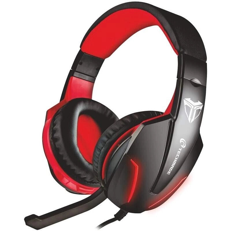 TECHMADE CUFFIE GAMING MULTIMEDIALI ROSSO/NERO PC CONSOLLE SMARTPHONE