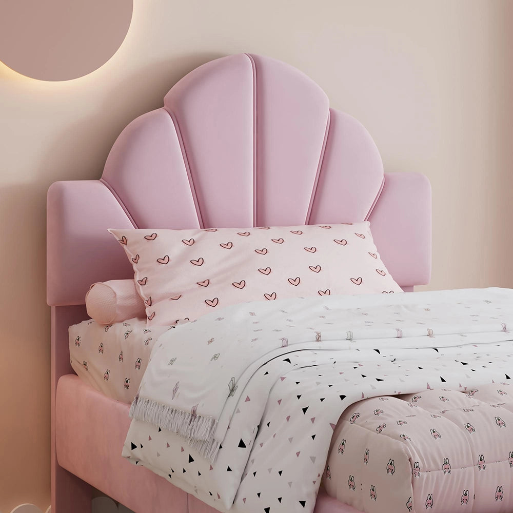 Letto imbottito-Xylo-90x200cm velluto panchina antishock rosa