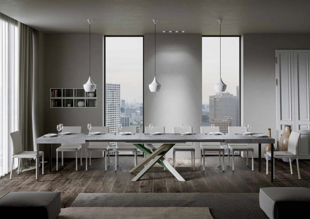 Tavolo allungabile 90x130/390 cm Volta Cemento telaio 4/A