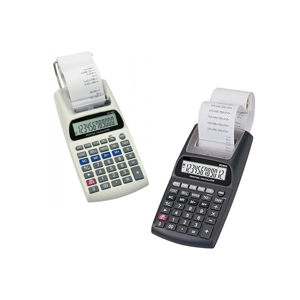 Trade Shop - Calcolatrice Scrivente Con Display Lcd 12 Cifre Scontrino Stampato Non Fiscale -