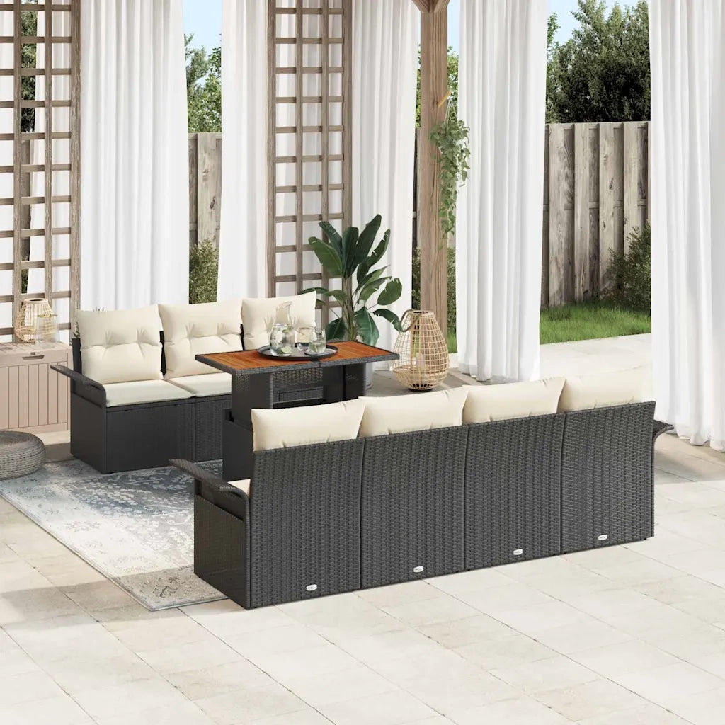 Set Divano da Giardino con archiviazione 8 pcs Nero Poly Rattan 3358028