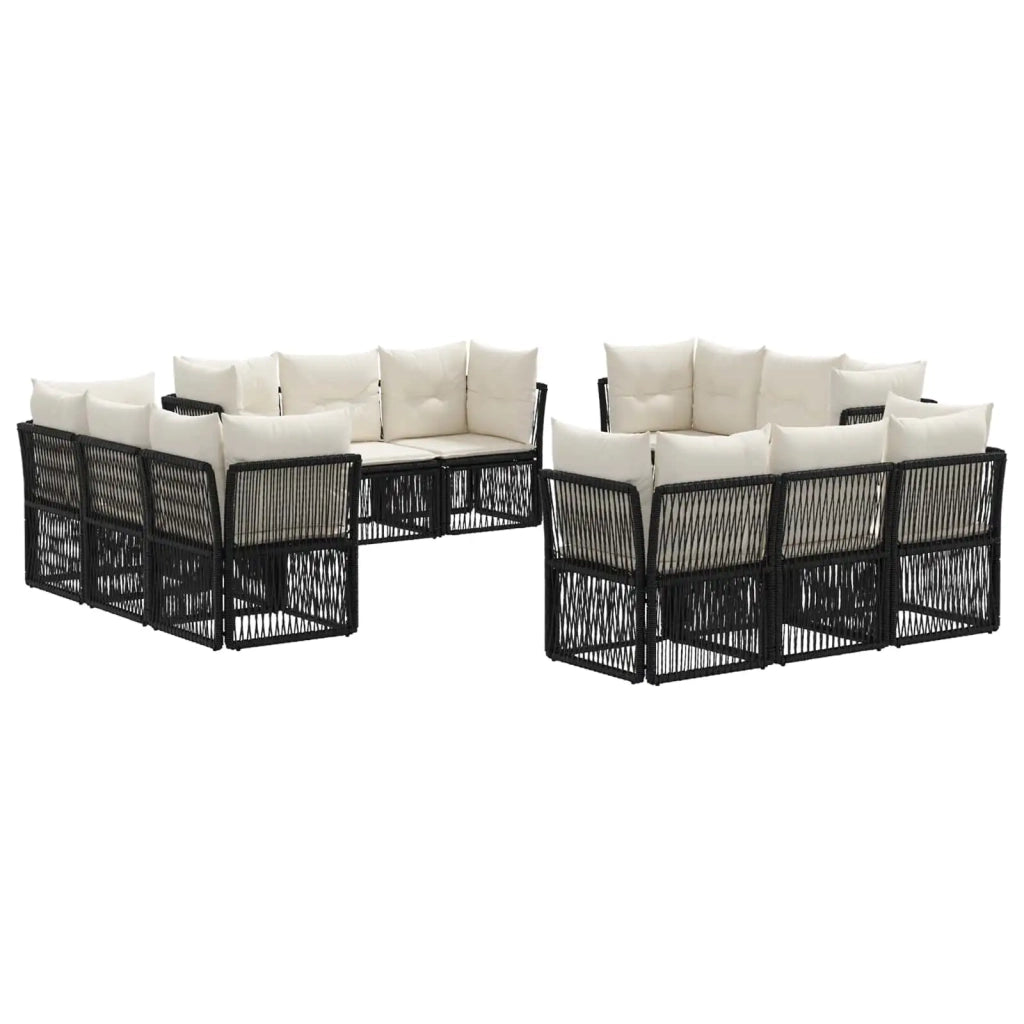 Set Divano da Giardino 12 pz Nero polyrattan 3434146
