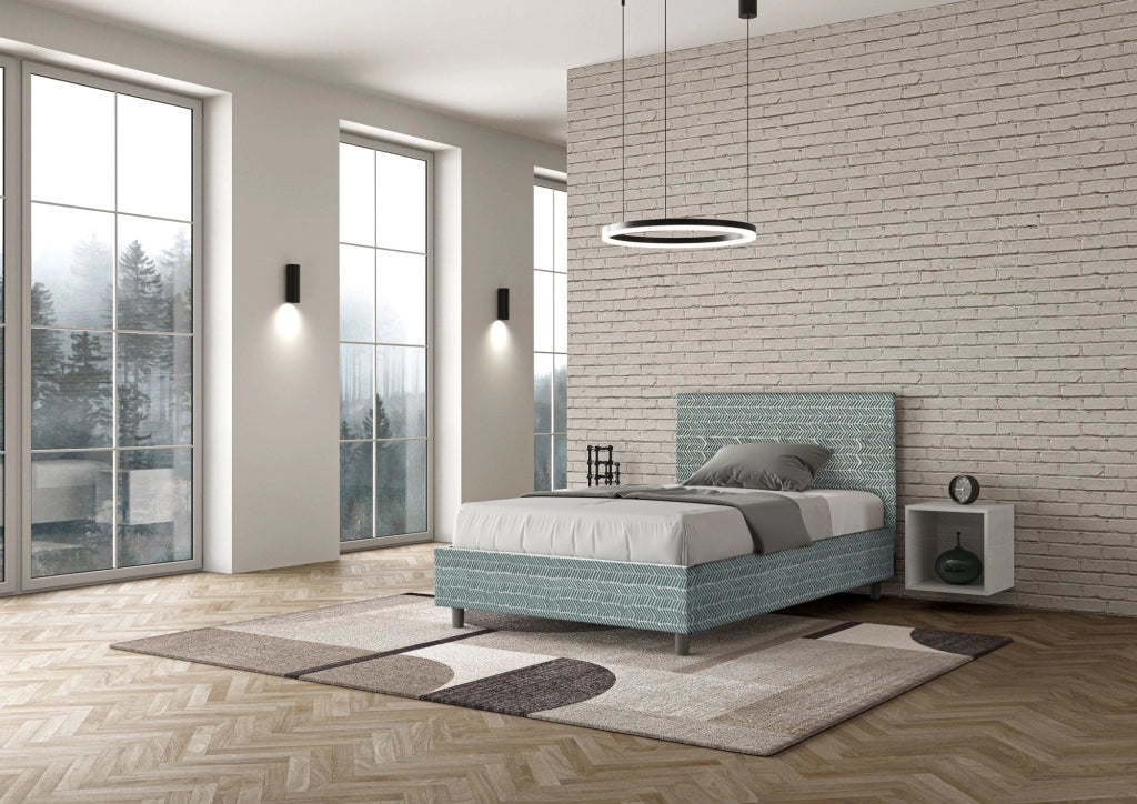 Letto 1 Piazza e Mezzo 120x190 cm con Rete e Contenitore Adele Aragona 7 Azzurro