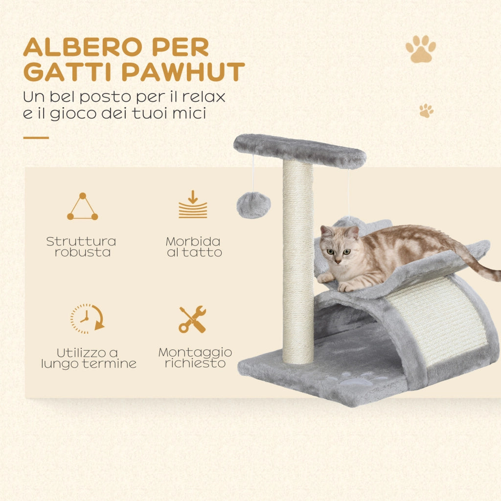 Tiragraffi per Gatti con Cuccia e Palline ¨C Minimal ¨C Grigio 40x30x43cm