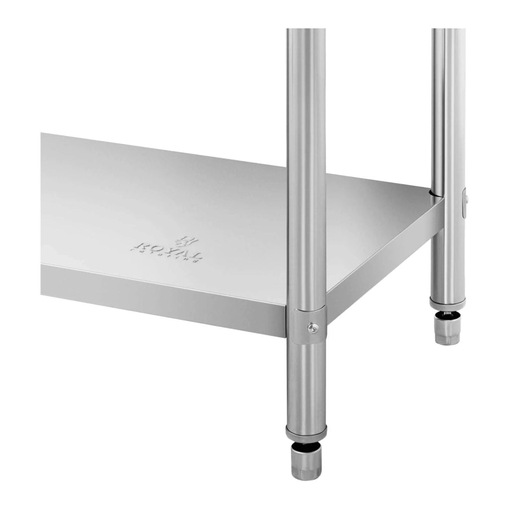 Tavolo da lavoro in acciaio inox tavolo da lavoro in acciaio inox con schienale e paraschizzi 200 x 60 x 16,5 cm 235 kg 2 ripiani 14_0007313