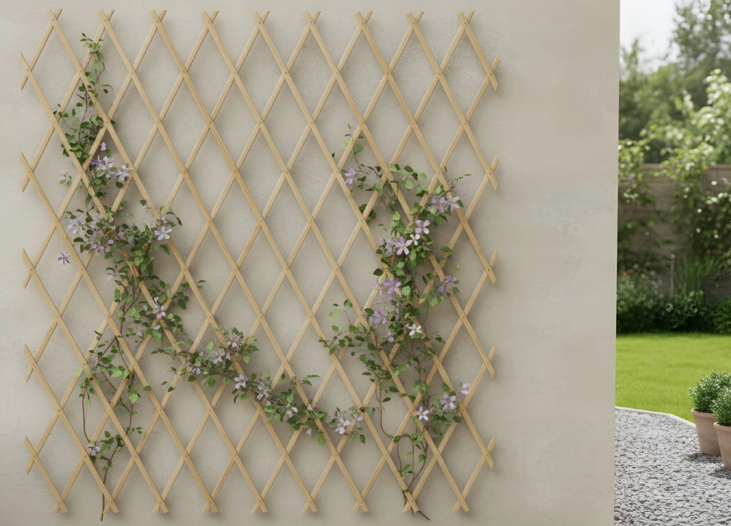 Traliccio Estensibile In Legno Per Piante Rampicanti Recinzione Giardino Balcone - 100x200 - Naturale