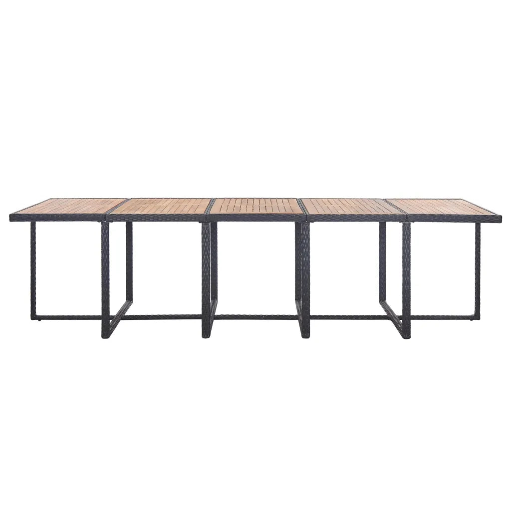Set da Pranzo da Giardino 15 pz con Cuscini in Polyrattan Nero 46425