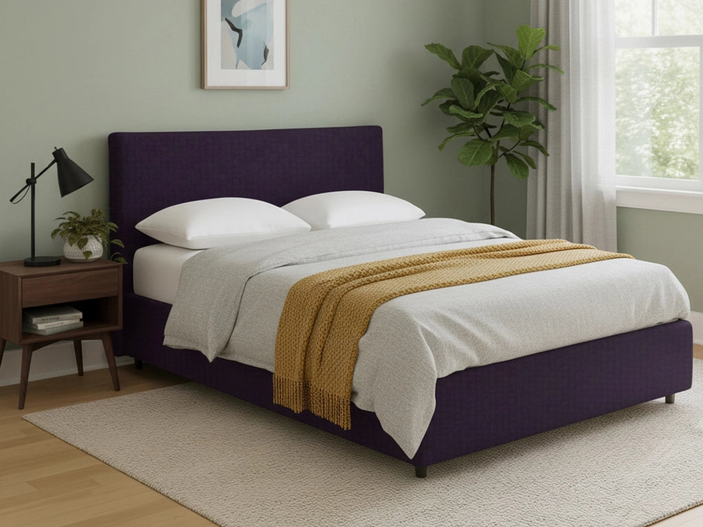 Tipton, Letto Matrimoniale Sfoderabile Made in Italy, Viola