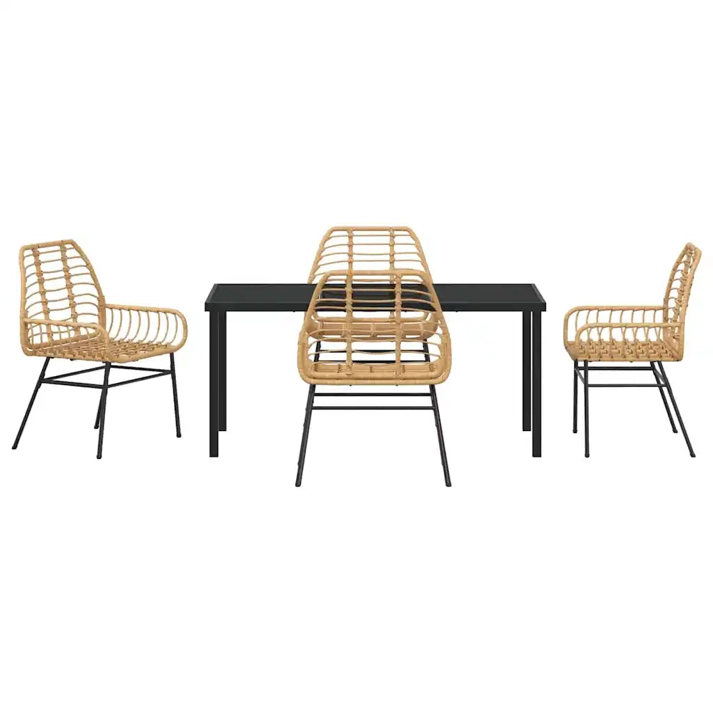 Set da Pranzo per Giardino 5 pcs Marrone polyrattan