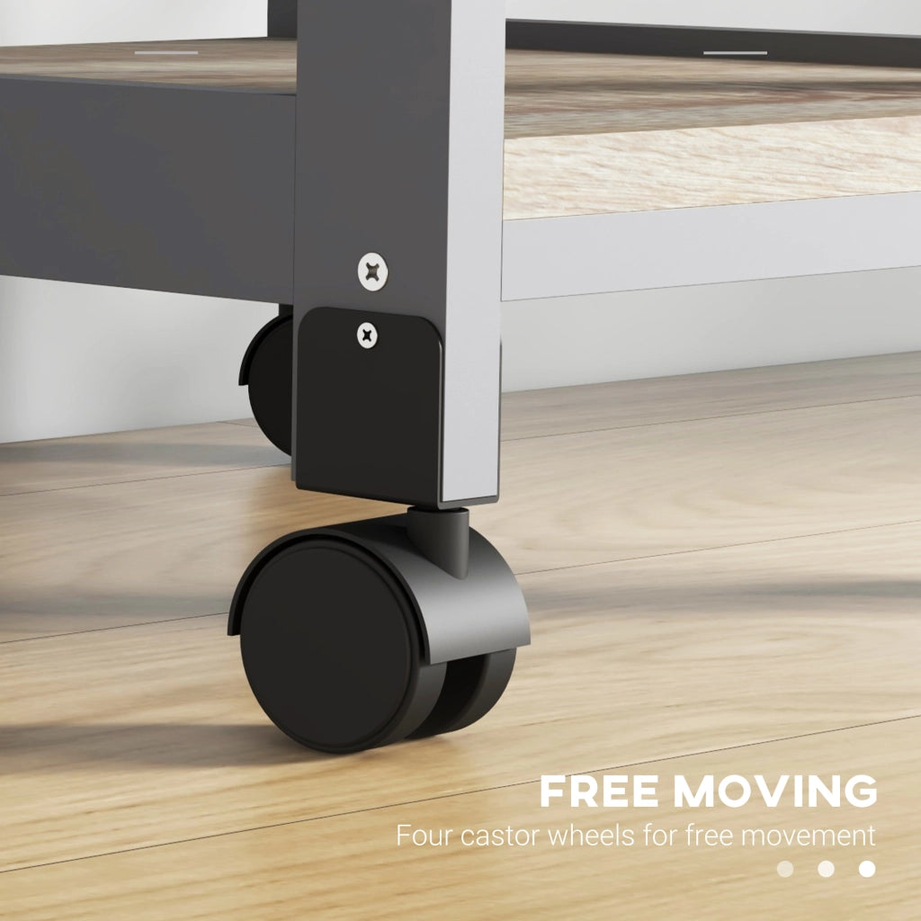 EasyComfort Carrello da Cucina con Cassetto, 2 Vassoi Estraibili e Ripiano Fisso, in Legno di Pino e MDF, 37x37x76 cm