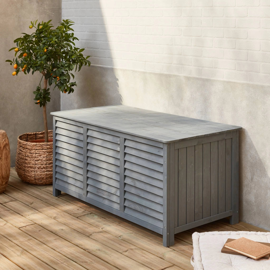 Cassapanca in legno di abete 330l, grigio