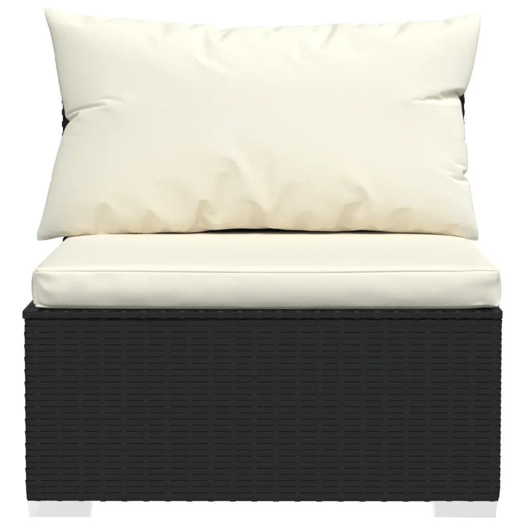 Divano a 3 Posti con Cuscini in Polyrattan Nero 317495