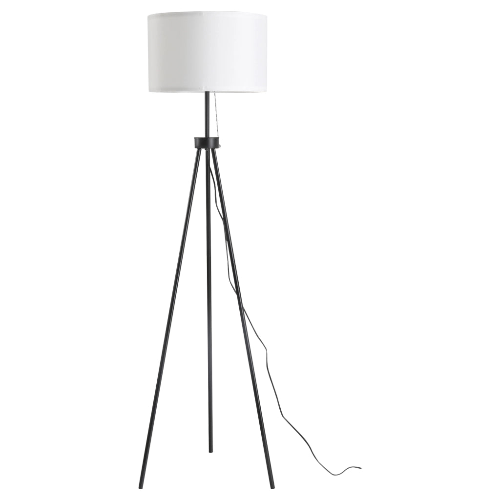 Lampada da Terra con Paralume ¨C Xylo ¨C Poliestere e Cotone Bianco E27