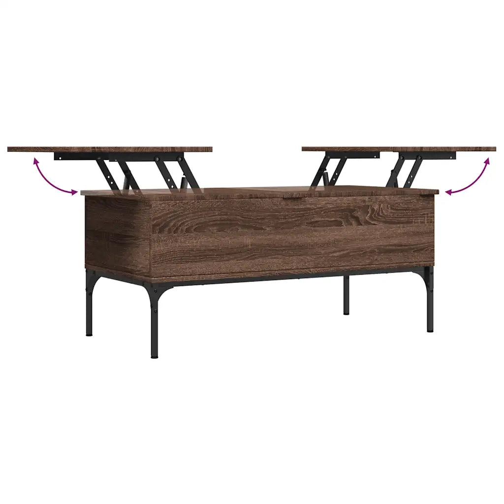 Tavolino-Tavolino da soggiorno-Tavolo Rovere Marrone 100x50x45cm Legno Multistrato e Metallo 951262