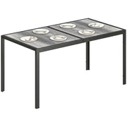 Tavolo da Giardino in Acciaio con Piano Effetto Legno 150x80x74 cm ¨C zephmum ¨C Grigio e Nero