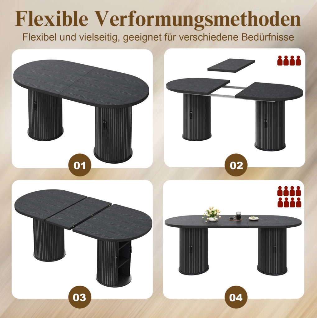 TAVOLO ALLUNGABILE 150-190x80x75 cm Nero in MDF con vano portaoggetti