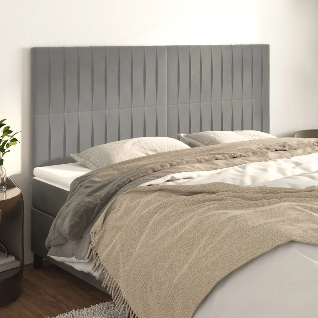 Testiera | Testata Grigio Chiaro 200x5x118/128 cm Velluto