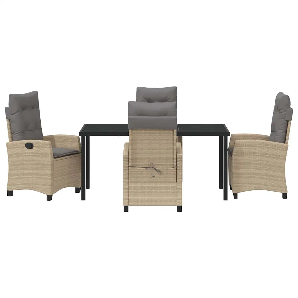 Set da Pranzo per Giardino con cuscino 5 pcs Beige polyrattan