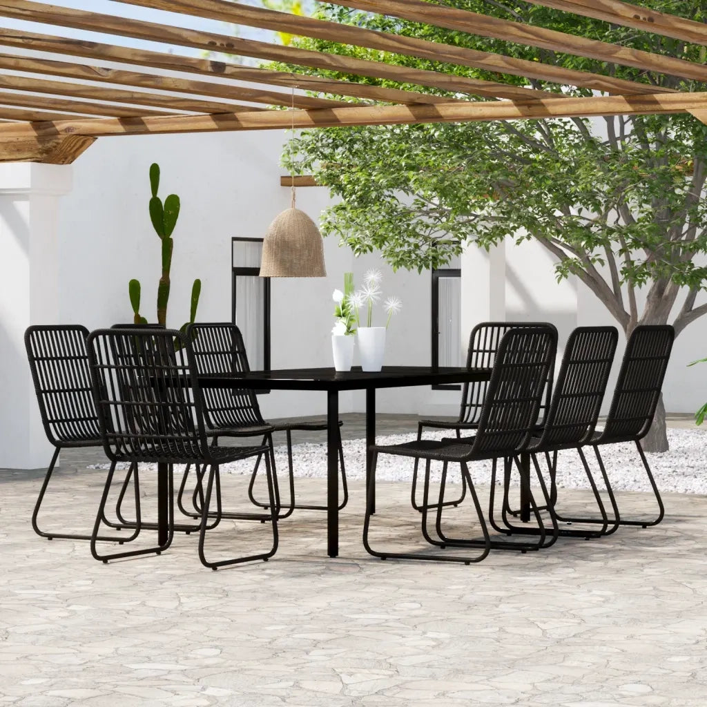 Set da Pranzo per Giardino 9 pz con Cuscini Nero 3099172