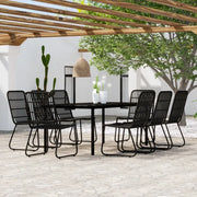 Set da Pranzo per Giardino 9 pz con Cuscini Nero 3099172