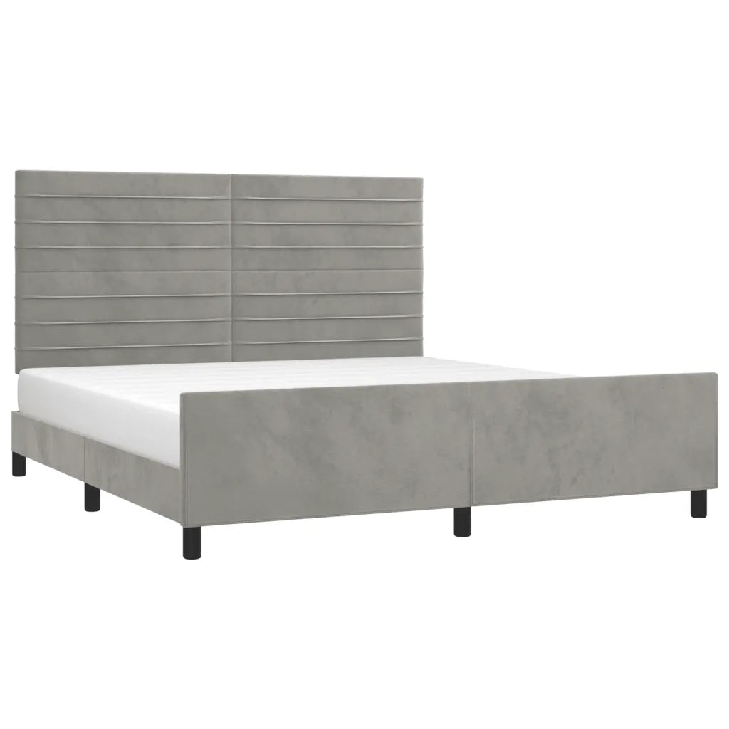 Letto matrimoniale | Letto per adulti | Giroletto senza Materasso Grigio Chiaro 160x200 cm Velluto